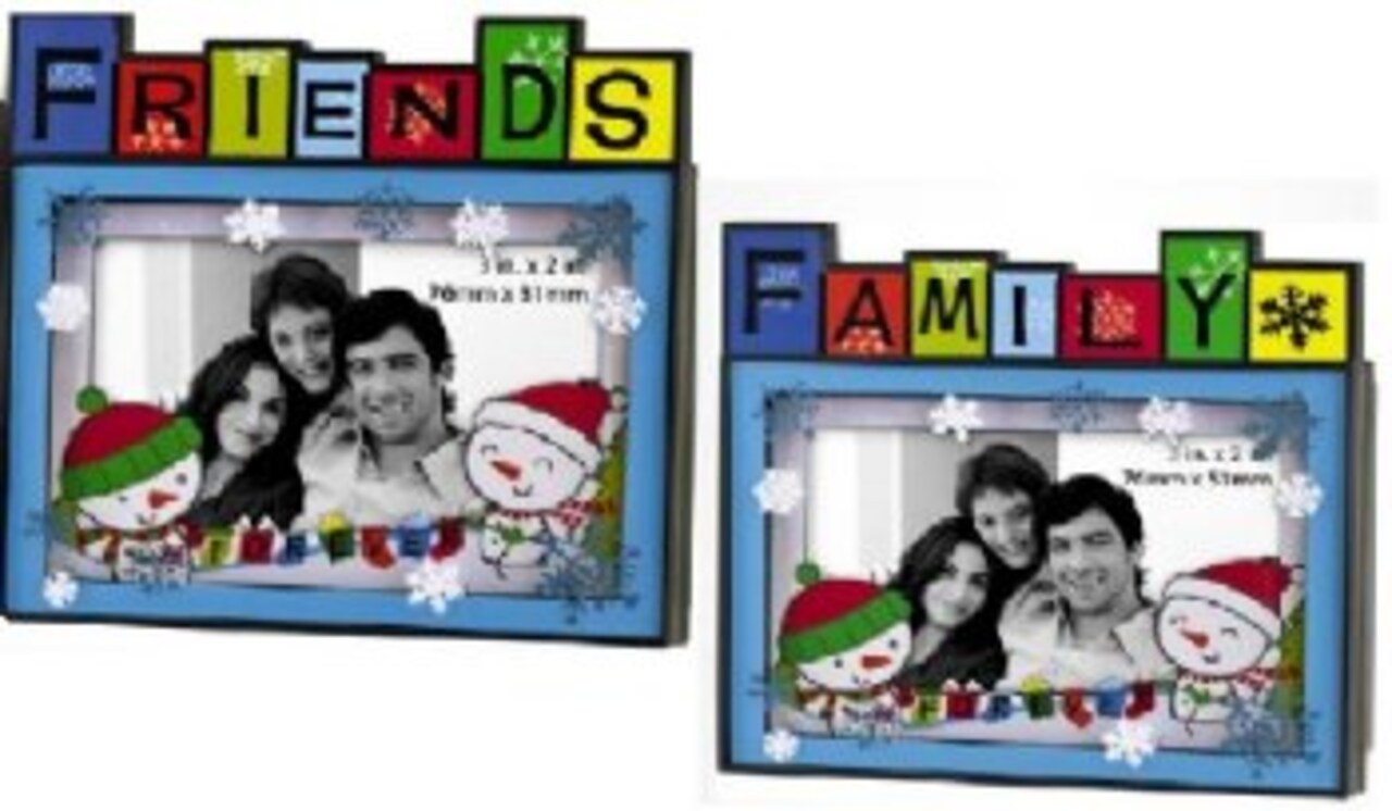 Carlton Cards Snowflake Family and Friends Photo Frame Christmas Ornaments - 3.5" - Set of 2